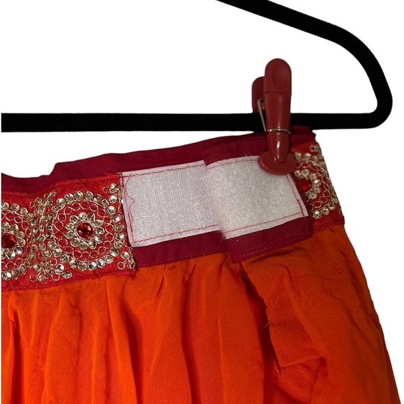 Red Indian Sequined Corset & Skirt  Sz Small  Preloved - Picture 6 of 6